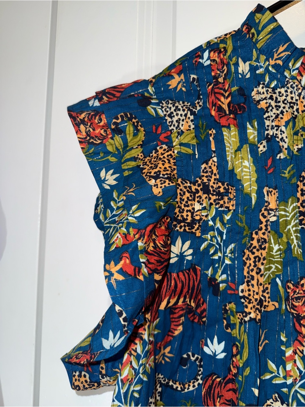 Printfresh | When in Doubt Ruffle Blouse | Feline Fatale | Tiger Print | Size L - Picture 6 of 16